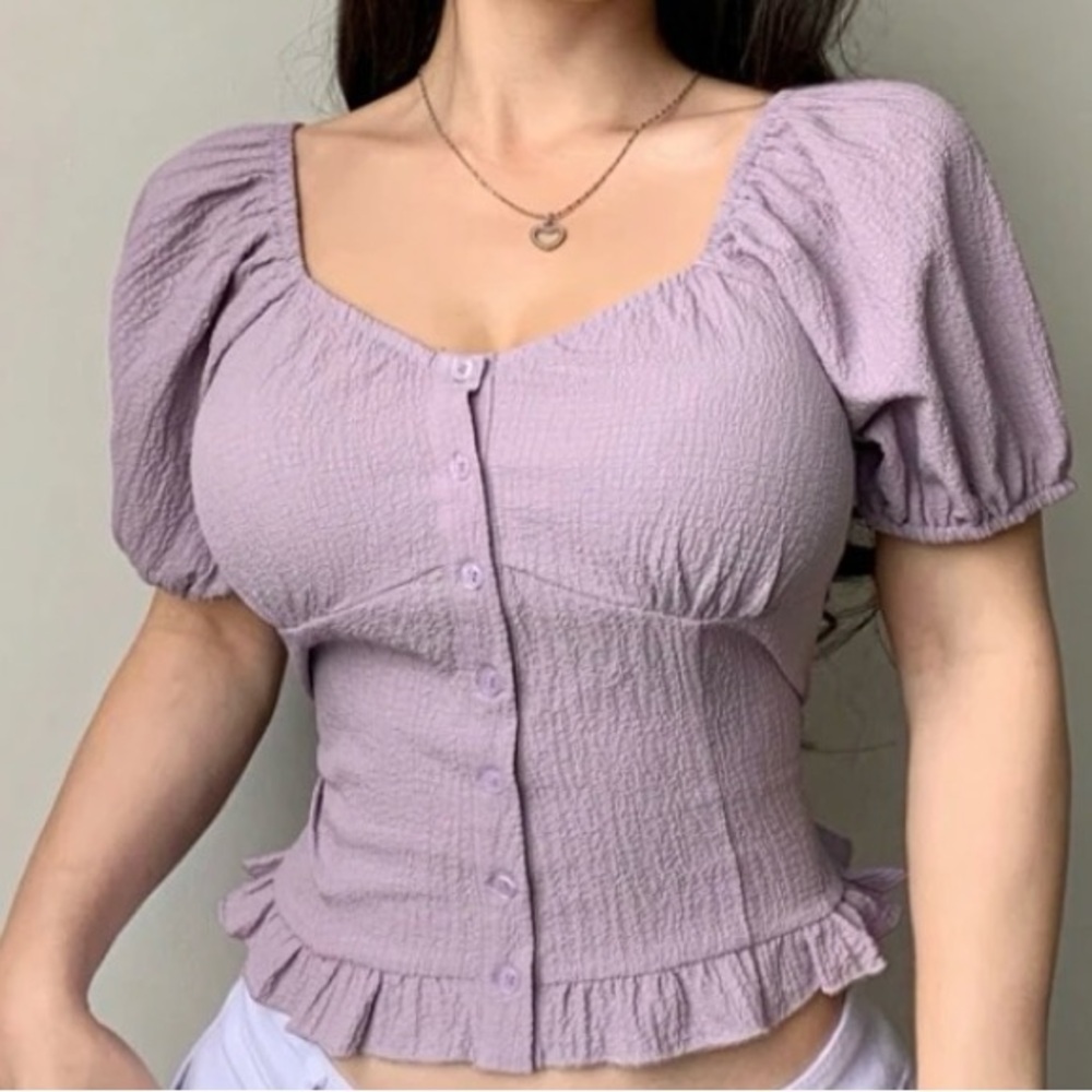 Lavender Puff Sleeve Women's Top